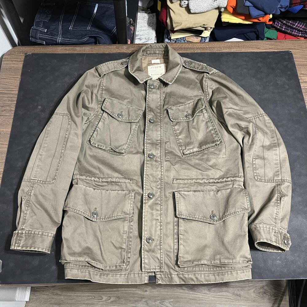 J.Crew M-65 Military Jacket Mens Medium Green Canvas M-1944 Field Utility Coat